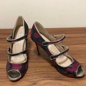 Boden NWOT Cordelia Floral Peep Toe Double Strap High Heel Pump. Size 39/9.